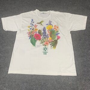 VTG Dolphin Company Top Womens XL White Floral Humming Bird Single Stitch Tohono